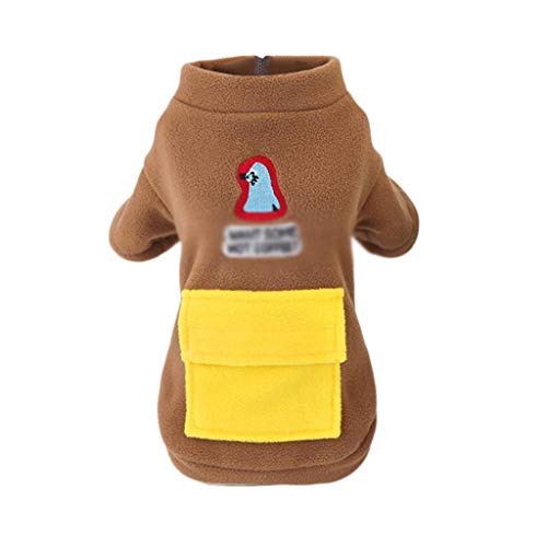 Rsmmpqa Hundekleidung für den Winter, warm, für Welpen, kleine und mittelgroße Hunde, mit Tasche, Reißverschluss, Pullover für kleine und mittelgroße Hunde (Braun, Größe XX) von Rsmmpqa