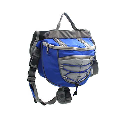 Rsmmpqa Hunderucksack, verstellbare Tasche für Hunde, Outdoor, Reisen, Wandern, Camping, Training, tragbar, atmungsaktiv, Satteltasche (blau, mittel) von Rsmmpqa