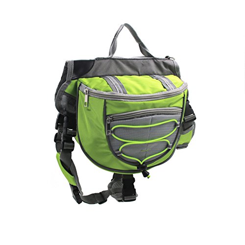 Rsmmpqa Hunderucksack, verstellbare Tasche für Hunde, Outdoor, Reisen, Wandern, Camping, Training, tragbar, atmungsaktiv, Satteltasche (grün, klein) von Rsmmpqa