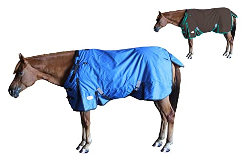 Rsmmpqa Pferdedecke 1200D Ripstop, wasserdichte Weidedecke, Pferdepflegedecke, Winterisolierung, warme Pferdebekleidung (Schokolade mit blaugrünem Rand 75) (Königsblau mit schwarzem Rand, 84) von Rsmmpqa