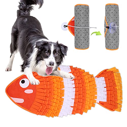 Rsmmpqa Schnüffelmatte für Hunde und Katzen, 78,7 cm, Fischform, Schnüffelmatte, Futtermatte, Schnüffelunterlage für große, kleine, mittelgroße Haustiere, Kaninchen (Gelb) von Rsmmpqa