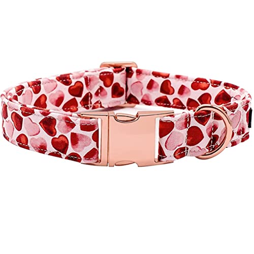 Valentine Hundehalsband mit rotem Herz und Blume, verstellbares Haustier-Hundehalsband für große, mittelgroße und kleine Hunde (Farbe: A, Größe: XS) (B S) von Rsmmpqa