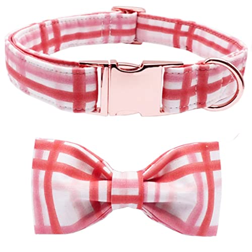 Valentinstags-Hundehalsband mit Fliege, verstellbar, kariert, für große, mittelgroße und kleine Hunde (Größe X-Small) von Rsmmpqa