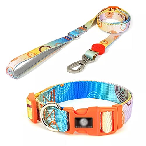 Verstellbares Halsband für Haustiere, Graffiti-Stil, Hundeleine, Brustgurt, Tasche (Farbe: B, Größe: L) (B Medium) von Rsmmpqa