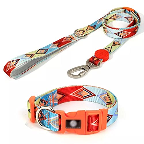 Verstellbares Halsband im Graffiti-Stil, Hundeleine, Brustgurt, Tasche (Farbe: B, Größe: L) (C Small) von Rsmmpqa