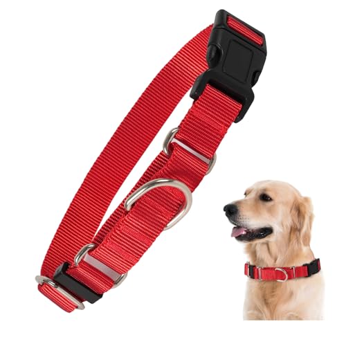 Rttochfy Martingale Halsband für Hunde, verstellbares Nylon-Hundehalsband mit Schnellverschluss-Schnalle, kein Ziehen, Hundetrainingshalsband für kleine, mittelgroße und große Hunde (Rot, M) von Rttochfy