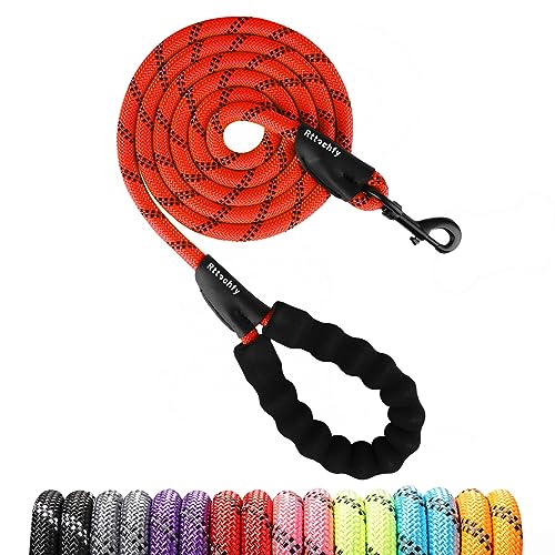 Rtopchfy Hundeleine, strapazierfähig, 1,8 m lang, mit bequemem, gepolstertem Griff und reflektierenden Nähten, für Welpen-Training, kleine, mittelgroße und große Rassen, Rot Rtopchfy Hundeleine, strapazierfähig, 1,8 m lang, mit bequemem, gepolstertem Griff und reflektierenden Nähten, für Welpen-Training, kleine, mittelgroße und große Rassen, Rot von Rttochfy
