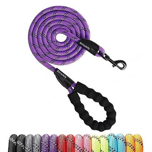 Rttochfy Hundeleine – robustes Seil mit gepolstertem Griff und reflektierenden Nähten, Trainingsleine für kleine bis große Hunderassen, 1,27 cm x 2,4 m, 2,7 m, Violett Rttochfy Hundeleine – robustes Seil mit gepolstertem Griff und reflektierenden Nähten, Trainingsleine für kleine bis große Hunderassen, 1,27 cm x 2,4 m, 2,7 m, Violett von Rttochfy