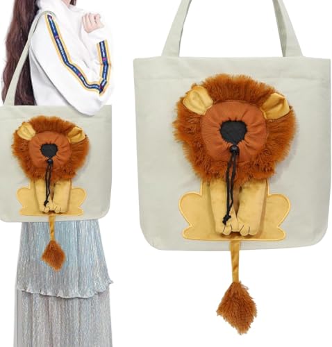 Haustier-Schultertasche, Katzentragetasche, Löwenform, elastische Kordel-Design, Haustier-Tragetasche (weiß) von RuanHongYi