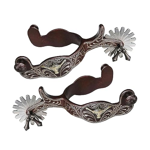 RuanHongYi 1 Paar Pferdesporen aus Edelstahl, Western-Cowboy-Sporen mit Zahnradsporen, Reitzubehör (braun) von RuanHongYi
