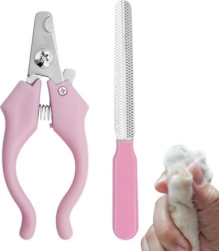 RuanHongYi Haustier-Nagelschneider, Hunde-Nagelknipser mit Nagelfeile, Haustier-Krallentrimmer, Tier-Nagelknipser, für Katzen, Hunde und Kleintiere (Rosa) von RuanHongYi