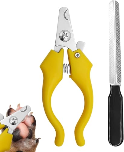RuanHongYi Haustier-Nagelschneider, Hunde-Nagelknipser mit Nagelfeile, Haustier-Krallentrimmer, Tier-Nagelknipser, für Katzen, Hunde und Kleintiere (gelb) von RuanHongYi