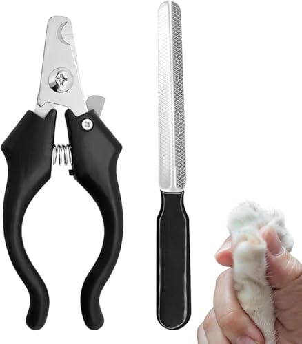 RuanHongYi Haustier-Nagelschneider, Hunde-Nagelknipser mit Nagelfeile, Haustier-Krallentrimmer, Tier-Nagelknipser, für Katzen, Hunde und Kleintiere (schwarz) von RuanHongYi