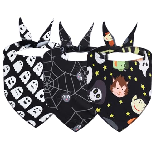 3 x Halloween-Hundehalstuch, große Hunde, langlebig, Dreiecke, Halstuch für große Hunde, mit Verschluss, schönes Dreieck-Lätzchen 3 x Halloween-Hundehalstuch, große Hunde, langlebig, Dreiecke, Halstuch für große Hunde, mit Verschluss, schönes Dreieck-Lätzchen von Ruarby