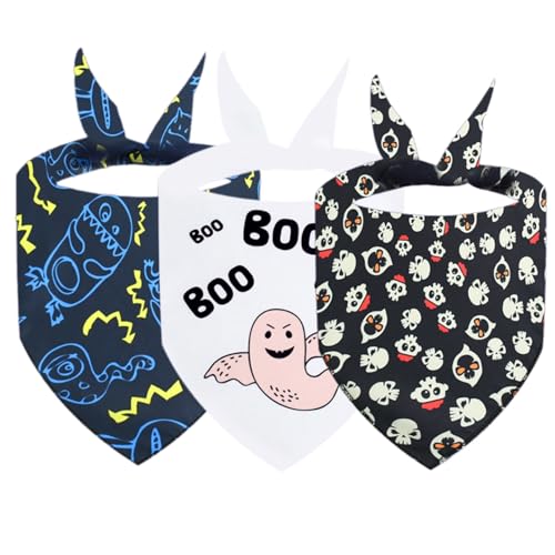 3 x Halloween-Hundehalstuch, große Hunde, langlebig, Dreiecke, Halstuch für große Hunde, mit Verschluss, schönes Dreieck-Lätzchen 3 x Halloween-Hundehalstuch, große Hunde, langlebig, Dreiecke, Halstuch für große Hunde, mit Verschluss, schönes Dreieck-Lätzchen von Ruarby