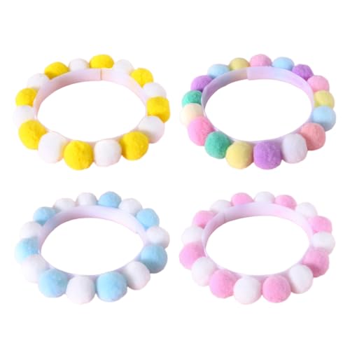 Buntes selbstklebendes Halsband für Geburtstagspartys und Weihnachtsdekoration, verstellbare Katzen-Pompons, Halsbänder von Ruarby