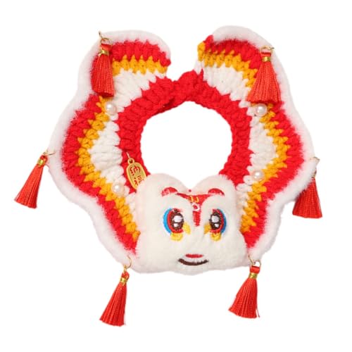 Festival Pet Löwen Tanzschal Halsband verstellbar gestrickte Löwen tanzende Halsbekleidung und Hund Chinesisches Neujahr Requisiten von Ruarby