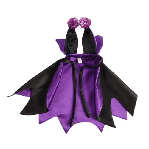 Halloween-Hundekostüm, Umhang, Teufelshorn-Hut, beliebtes Haustier-Cosplay-Umhang, Hunde-Party, Rollenspiel-Zubehör, Haustier-Festival-Kostüm von Ruarby