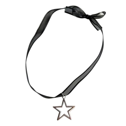 Modisches schwarzes Band, bequemes und stilvolles Halsband mit Stern-, Herz-, Blumen- und Schmetterlingsanhänger, Halsband für Hunde von Ruarby