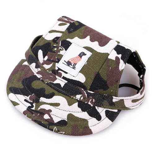 Camouflage Baseballmütze für Haustiere,Hunde Baseball Cap Sonnenschutz Sommer Hut Outdoor Sport Hundecap Sonnenschutzkappen mit Ohrlöcher Verstellbarem Kinnriemen (A) von Rubu22a