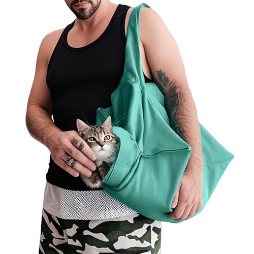 Haustier TuchRucksack, Katzentragetasche,Tragbare Katzentasche, Atmungsaktive und Leichte Hundetasche, Multifunktionales Rutschfestes Waschbar (Grün) von Rubu22a