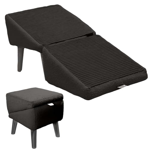 Haustiertreppe Faltbar Haustiertreppe Hundetreppe, Haustiertreppe für Kleine Hunde, Hundetreppe 25cm Hoch, Katzentreppe Hunderampe für Bett, Sofa, Stuhl (Schwarz, M, 2) von Rubu22a