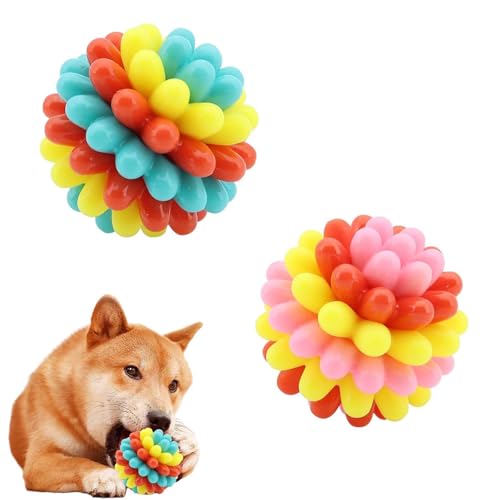 Lettuce Pets Hundespielzeug,Intelligenzspielzeug, Robuster, Stacheliger Kauball, Kautraining für mittelgroße und kleine Hunde, Naturkautschuk Kaubälle, Zahnputzball (Blau+Rosa) von Rubu22a