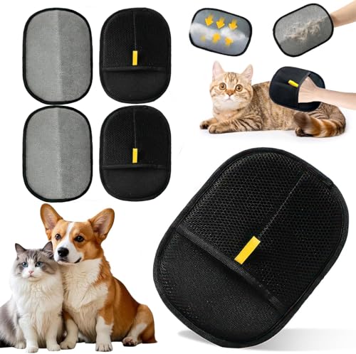 Rubu22a 5 Stück Fellmagnet Handschuhe Doppelseitig für Hunde & Katzen – Atmungsaktive Haustierhaarentferner mit Anti-Statik-Funktion, Wiederverwendbar (5) von Rubu22a