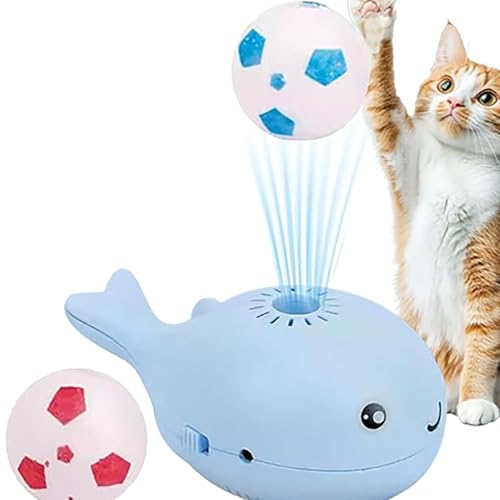 Rubu22a Elektrisch beweglicher Ball für Katzen, Bewegungsaktiviertes Haustierspielzeug, Schwimmender Ball in Form eines Wals, Nachhaltig schwimmendes Katzenspielzeug (Blau) von Rubu22a