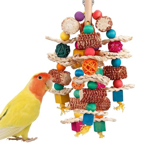 Rubu22a Kauspielzeug für Vögel aus natürlichem Maiskolben und Luffa, Papageien Spielzeug,Vogel Kauen großes Spielzeug für Graupapageien, Aras, Kakadus, Amazonas (A) von Rubu22a