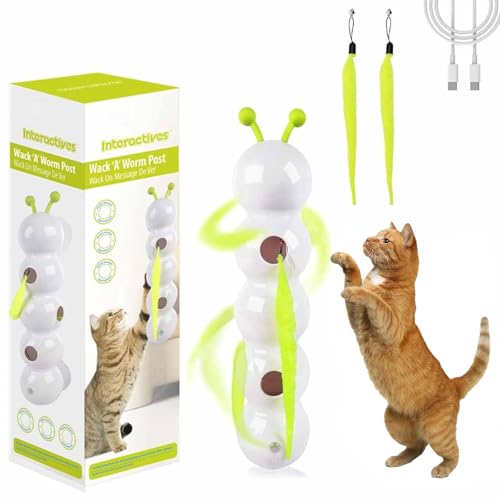Rubu22a Wusel Wurm, Wuselwurm Katzenspielzeug, Katzenwurmspielzeug, Smart Motion Katzen Spielzeug Mit Wurmdesign, Interaktives Spielzeug mit Pelziger Schwanz (Weiß) von Rubu22a