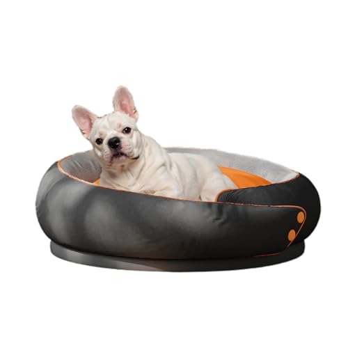 Kuscheliges Hundebett Rund mit Rand für Kleine und Mittelgroße Hunde, 76cm Donut Hundekorb Waschbar mit Doppelseitiges Kissen, Hundekissen rutschfest (Schwarz, M) von Rucener