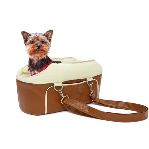 Leder Kleine Hunde Autositz Auto Mittelkonsole Hundesitz für Katzen, Braun Tragetasche Hundetasche für Hkleine Hunde Katze bis 5kg für Outdoor, Reisen Leder Kleine Hunde Autositz Auto Mittelkonsole Hundesitz für Katzen, Braun Tragetasche Hundetasche für Hkleine Hunde Katze bis 5kg für Outdoor, Reisen von Rucener