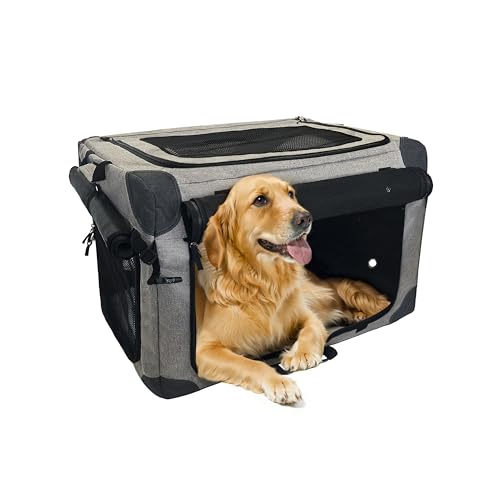 Rucener Faltbare Hundebox, Hundetransportbox Faltbar, 48 * 70 * 52cm, Auto Hundetransportbox, Auto Rückbank Reise & Transport Für Hunde, Grau von Rucener