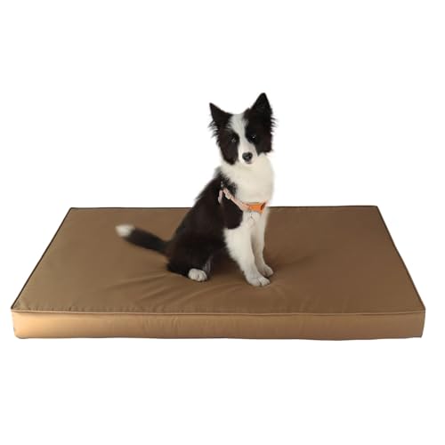 Rucener Hundebett aus Memory Foam – Orthopädisches Hundebett für kleine, mittelgroße und große Hunde, 2-lagiges Eierkarton-Schaumstoff-Hundebett mit abnehmbarem, waschbarem Bezug (Braun, M) von Rucener
