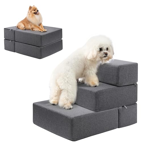 Rucener Klappbar 45cm Breit Hundetreppe für Große Hunde, 45cm Hoch Schaum Hunderampe für Sofa & Bett, 3 Stufen Katzentreppe für Alte Katzen, Hundetreppe Auto mit Leinen Rucener Klappbar 45cm Breit Hundetreppe für Große Hunde, 45cm Hoch Schaum Hunderampe für Sofa & Bett, 3 Stufen Katzentreppe für Alte Katzen, Hundetreppe Auto mit Leinen von Rucener