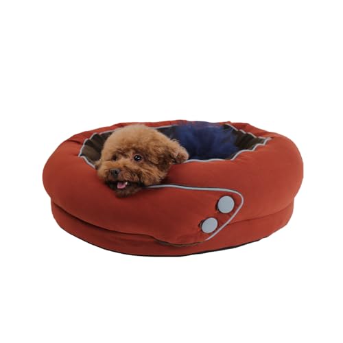 XXL Kuscheliges Hundebett Rund mit Rand für Grosse Hund, 110cm Donut Hundekorb Waschbar mit Doppelseitiges Kissen für Menschen, Hundekissen rutschfest (Blau, M) von Rucener