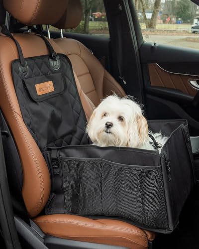 Rudelkönig Autositz für Hunde - Wasserabweisender Hundesitz für Auto Rückbank - Hundekorb für kleine und mittlere Hunde in schwarz von Rudelkönig