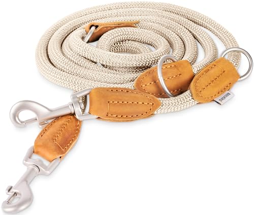 Rudelkönig Führleine Emma 2,30m - Verstellbare Hundeleine für mittelgroße & große Hunde - Elegante Tauleine in Creme von Rudelkönig