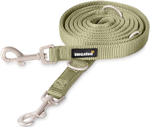 Rudelkönig Führleine Frida - 2,30m - Hundeleine verstellbar für mittelgroße und große Hunde - Nylon Hunde Leine in Khaki von Rudelkönig