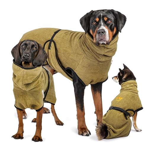 Rudelkönig Hundebademantel aus 100% Baumwolle - Saugstarker Bademantel für Hunde - Kuscheliger Hunde Bademantel für kleine Hunde von Rudelkönig