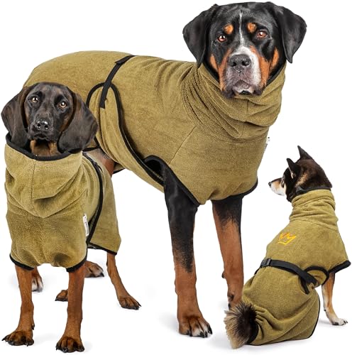 Rudelkönig Hundebademantel aus 100% Baumwolle - Saugstarker Bademantel Hund XL - Kuscheliger Hundebademantel für große Hunde von Rudelkönig