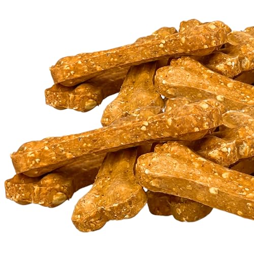 Hunde Snack in Kauknochen Form mit Gemüse: Süßkartoffel und proteinreiche Rinderhaut - Naturbelassene Leckerli ohne Zusätze, Getreidefrei - Natürliche Belohnung - 10x 35g Hunde Snack in Kauknochen Form mit Gemüse: Süßkartoffel und proteinreiche Rinderhaut - Naturbelassene Leckerli ohne Zusätze, Getreidefrei - Natürliche Belohnung - 10x 35g von Rudeltier