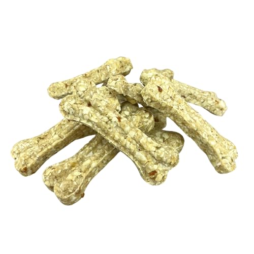 Hunde Snack in Kauknochen Form mit Gemüse: Kausnack mit Reis, exotische Früchte und proteinreiche Rinderhaut - Hunde Leckerli naturbelassen ohne Zusätze, Getreidefrei - Natürliche Belohnung - 10x 35g von Rudeltier