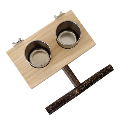 Rudiaoa Vogelfutterschale aus Holz, stehend, für Papageien, Käfig, Unterhaltung, Papageien, Ständer, Sitzstange, Futter und Wasser von Rudiaoa