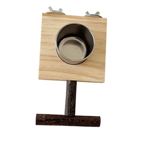 Rudiaoa Vogelfutterschale aus Holz, stehend, für Papageien, Käfig, Unterhaltung, Papageien, Ständer, Sitzstange, Futter und Wasser von Rudiaoa