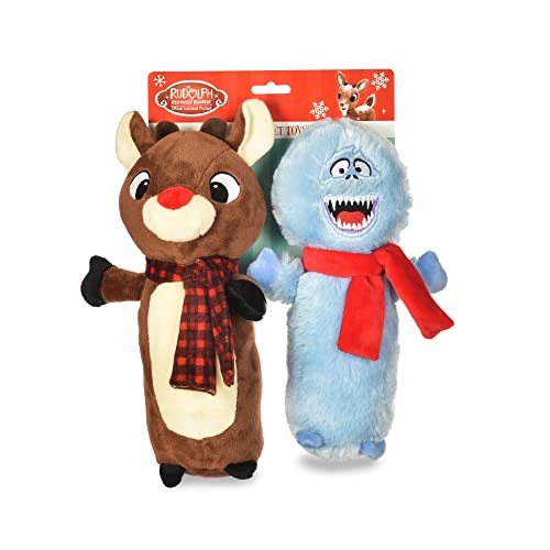 Rudolph The Red Nosed Reindeer Hummel & Rudolph Hundespielzeug, 2-teilig, quietschendes Hundespielzeug aus Weihnachten, Kauspielzeug für große Hunde, 30,5 cm von Rudolph