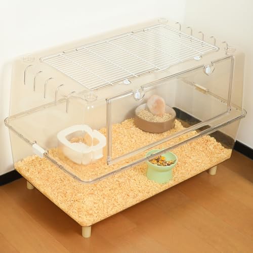 Ruexue Großer Hamsterkäfig, Haus für Deluxe-Ratten und Igel, Igel, komplett transparentes Acryl, Kleintier-Lebensraum (76,2 cm L x 47 cm B x 43,2 cm H) von Ruexue