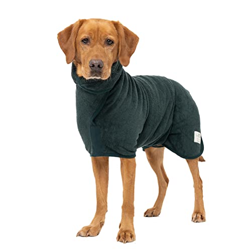 Ruff and Tumble Hunde-Trockenmantel – Classic Collection | schnell trocknender Hundemantel & Morgenmantel mit Kapuze für Corgi, Wald von Ruff and Tumble