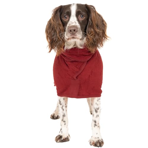 Ruff and Tumble Hunde-Trocknungsmantel – Classic-Kollektion | schnell trocknender Handtuchmantel & Bademantel mit Kapuze (Hagebutte – DM) von Ruff and Tumble